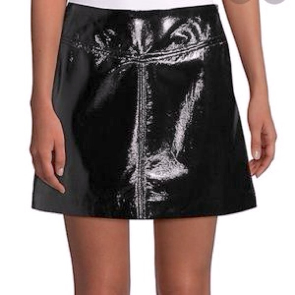 Faux Crinkle Patent Leather Mini Skirt